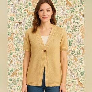 👚🌟 Aventura Organic Sustainable Yellow Knit Cardigan Tunic Size L (Fits S–M)